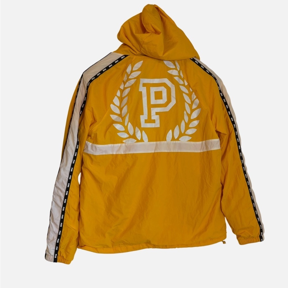 Pink Victoria's Secret Quarter Zip Pullover Hooded Windbreaker Jacket Yellow XS - Picture 4 of 7